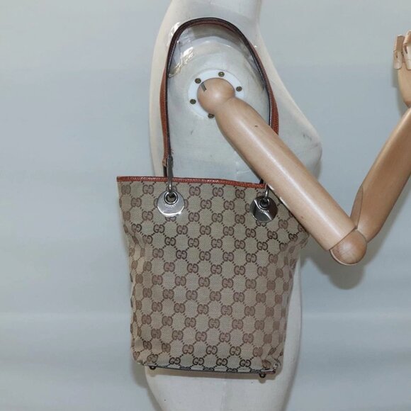 GUCCI GG Canvas Shoulder Bag Beige 120840 Auth - Picture 1 of 16